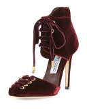 Mari Velvet Lace-Up 100mm Bootie