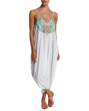 Floral-Embroidered Jumpsuit Coverup