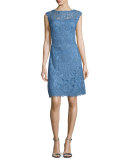 Ca-Sleeve Floral Lace Dress, Bluestone