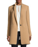 Emmet Single-Button Wool-Blend Coat, Camel