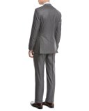 Super 160s Wool Box-Check Two-Piece Suit, Light Gray