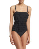 Leah Ruffle-Front Bandeau One-Piece Swimsuit
