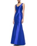 Sleeveless V-Neck Mermaid Gown, Lapis