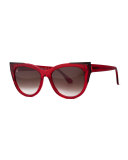Epiphany Capped Cat-Eye Sunglasses, Red