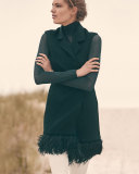 Double-Face Cashmere Vest w/ Ostrich Feather Trim