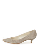 Poco Glitter Kitten Heel Pump, Platinum