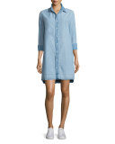 Beau Button-Front Denim Shirtdress, Kenton