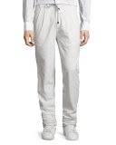 Cotton Drawstring Double-Pleated Pants, Light Beige