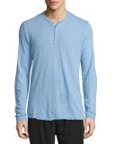 Long-Sleeve Slub Henley Shirt, Natural