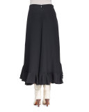 Flounce-Hem Midi Skirt, Black