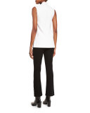 Pierced Flared Cropped Pants, Black