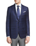 Tonal Plaid Two-Button Sport Coat, Navy