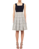 Cross-Stitch A-Line Pleated Skirt, Cliff/Chalk