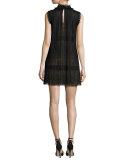 Becca Sleeveless Plisse Lace Minidress, Black