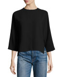 Open-Back Crewneck Top, Black