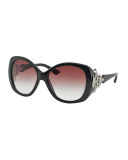 Rhinestone-Trim Acetate Butterfly Sunglasses