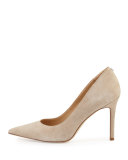 Hazel Pointed-Toe Suede Pump, Beige