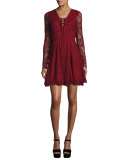 Mercury Lace-Up Fit & Flare Dress, Cranberry