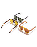 Clint Round Double-Bridge Sunglasses, Brown/Yellow
