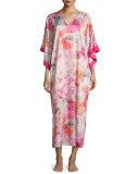 Autumn Floral-Print Long Caftan, Multi