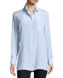Striped Draped-Back Blouse, Blue/Multi
