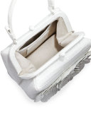Crocodile Small Floral Frame Bag, White