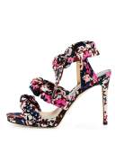 Kris Printed Knotted 100mm Sandal, Dahlia/Brown