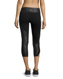 Range Coated Capri Sport Leggings, Glossy Black