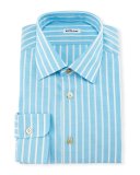 Bold-Stripe Dress Shirt, Aqua/White