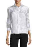 Floral Jacquard Button Blouse