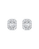 Emerald-Cut Diamond Halo Earrings