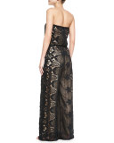 Piper Strapless Lace Jumpsuit Coverup, Black