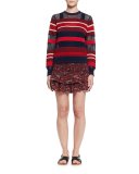 Afos Floral Tiered Flounce Skirt, Burgundy/Gray