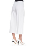 Knit Cropped Wide-Leg Pants, White 