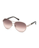Crystal-Temple Aviator Sunglasses
