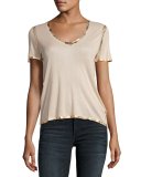 Tino Foil-Trim Tee, Beige