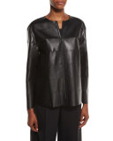 Murphy Zip-Front Leather Jacket, Black