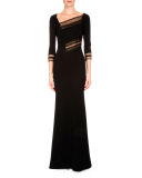Beaumont Lace-Inset Mermaid Gown, Black