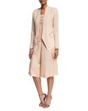 Silk Pleated Long Skort, Blush  