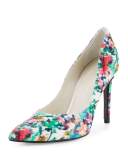 Legend Leather Pointed-Toe Pump, Bright Crayon