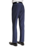 Benson Standard Fit Plaid-Seersucker Trousers, Navy