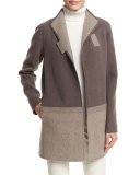 Valina Colorblocked Wool Coat, Concrete