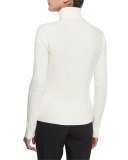 Inez Chevron-Ribbed Turtleneck Sweater
