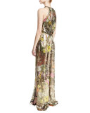 Floral Metallic Lamé Sleeveless Jumpsuit, Multi