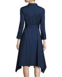 Moxie 3/4-Sleeve Handkerchief-Hem Dress