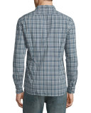 Slim-Fit Plaid Sport Shirt, Denim