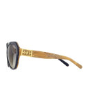 Two-Tone Plastic Cat-Eye Sunglasses, Navy