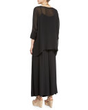 Wide-Leg Pleated Silk Ankle Pants 