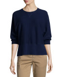 Double-Face Mesh Long-Sleeve Sweater