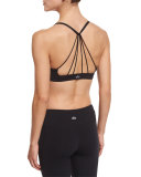Sunny Strappy Sports Bra, Glossy Black